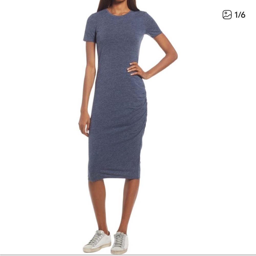 Treasure & Bond Navy Ruched Side Body-Con Dress